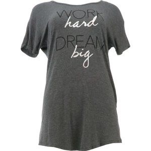 NWT DANSKIN WORK HARD DREAM BIG SLEEP SHIRT GRAY‎ XS & MEDIUM